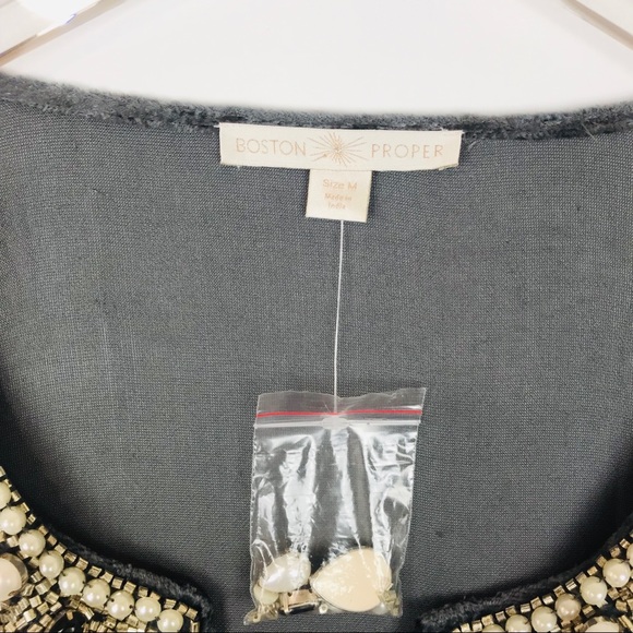 Boston Proper crushed velvet embroidered top - Picture 6 of 6